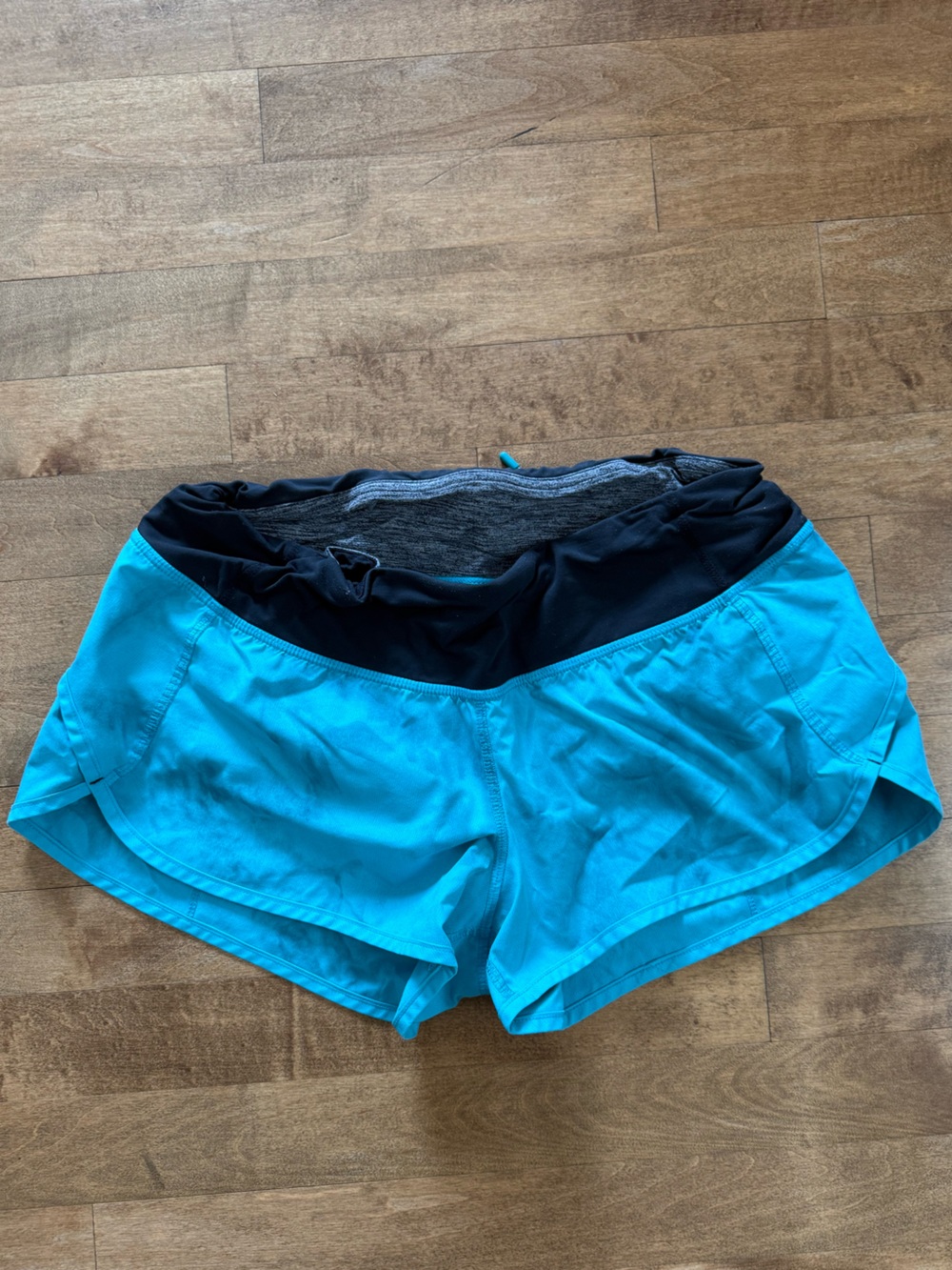 lululemon Teal Blue Running Shorts with Black Liner